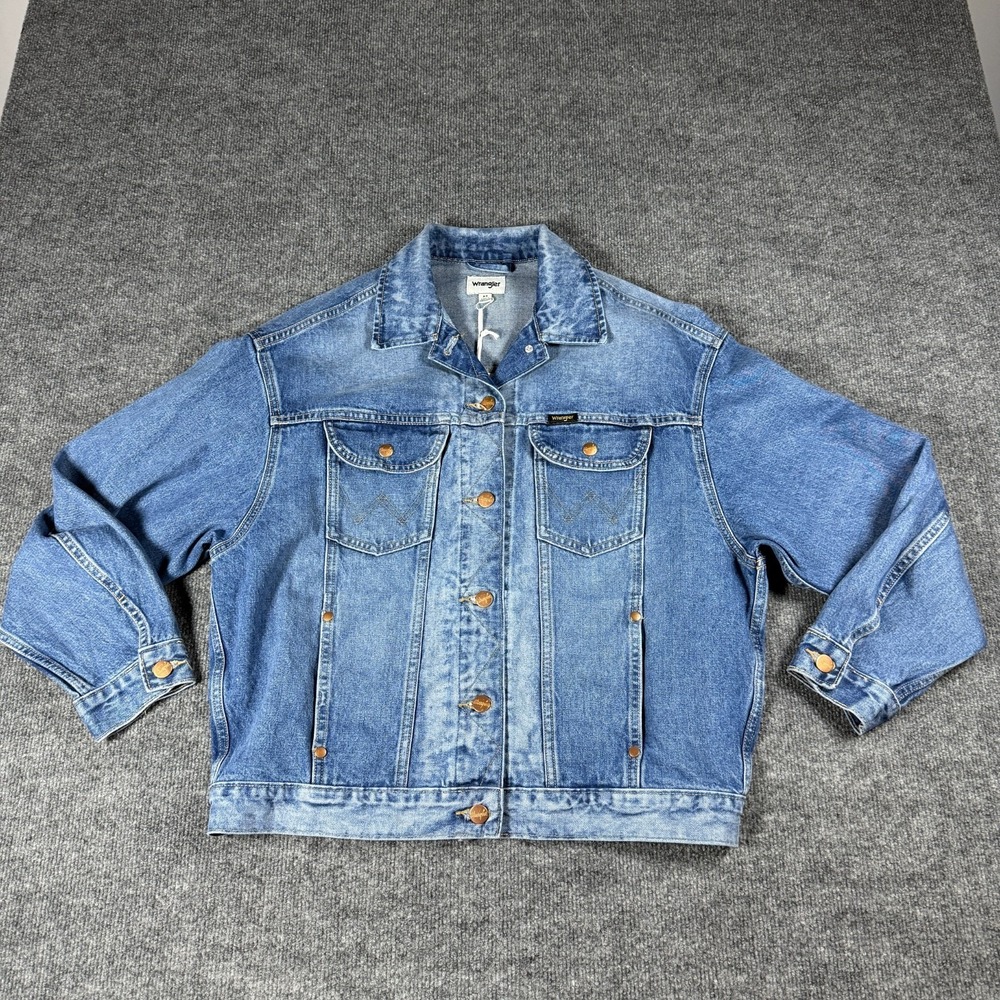 NWT Wrangler Cowboy Cut Denim Jacket Stonewash Blue Western Mens XS
